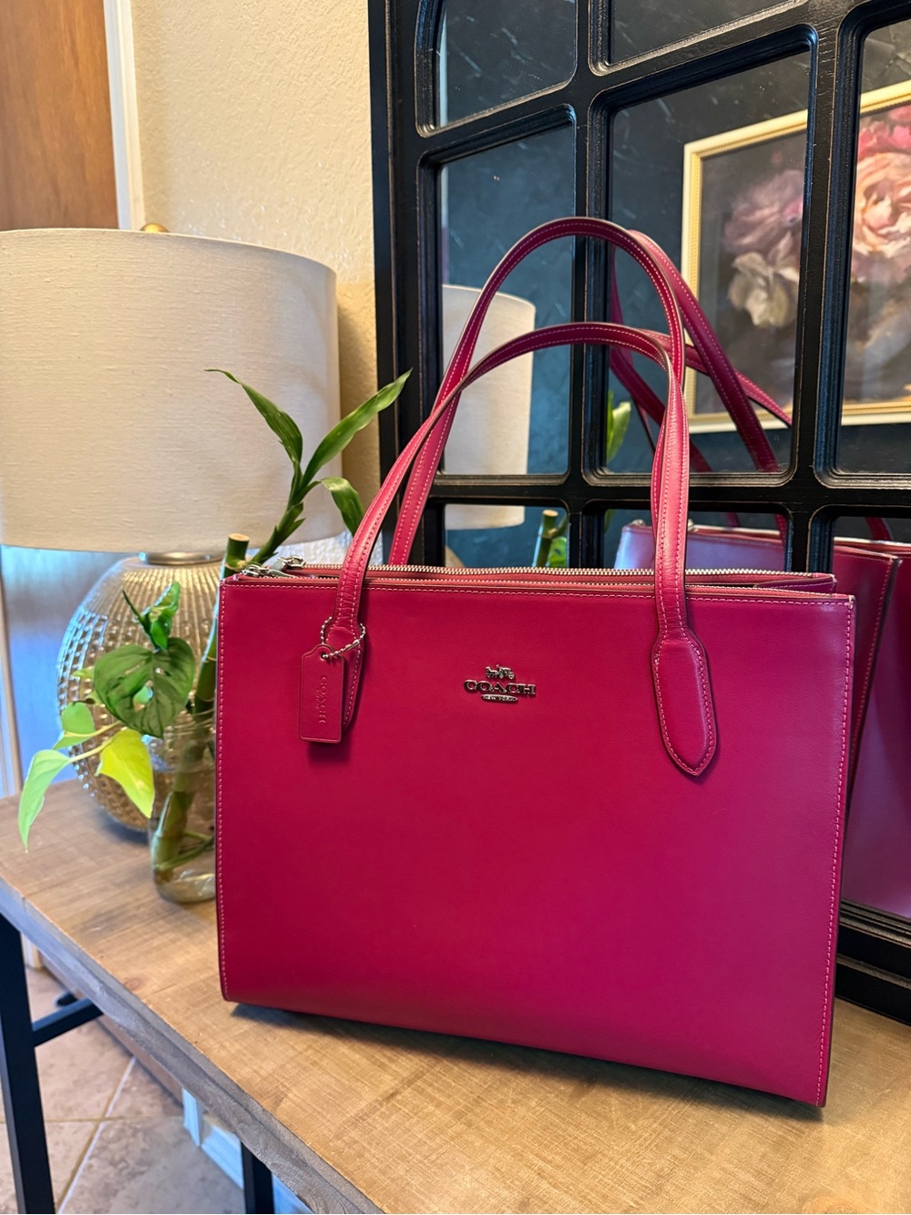Coach Bright Violet Nina Tote with Double Top Handles